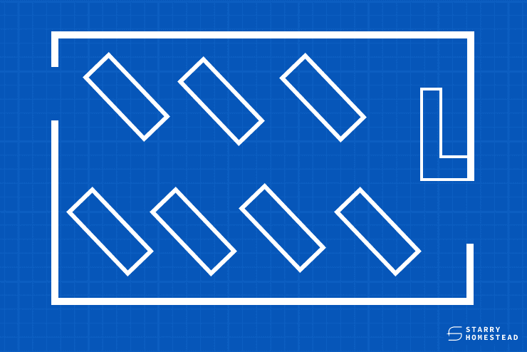 Diagonal floor plan layout blueprint