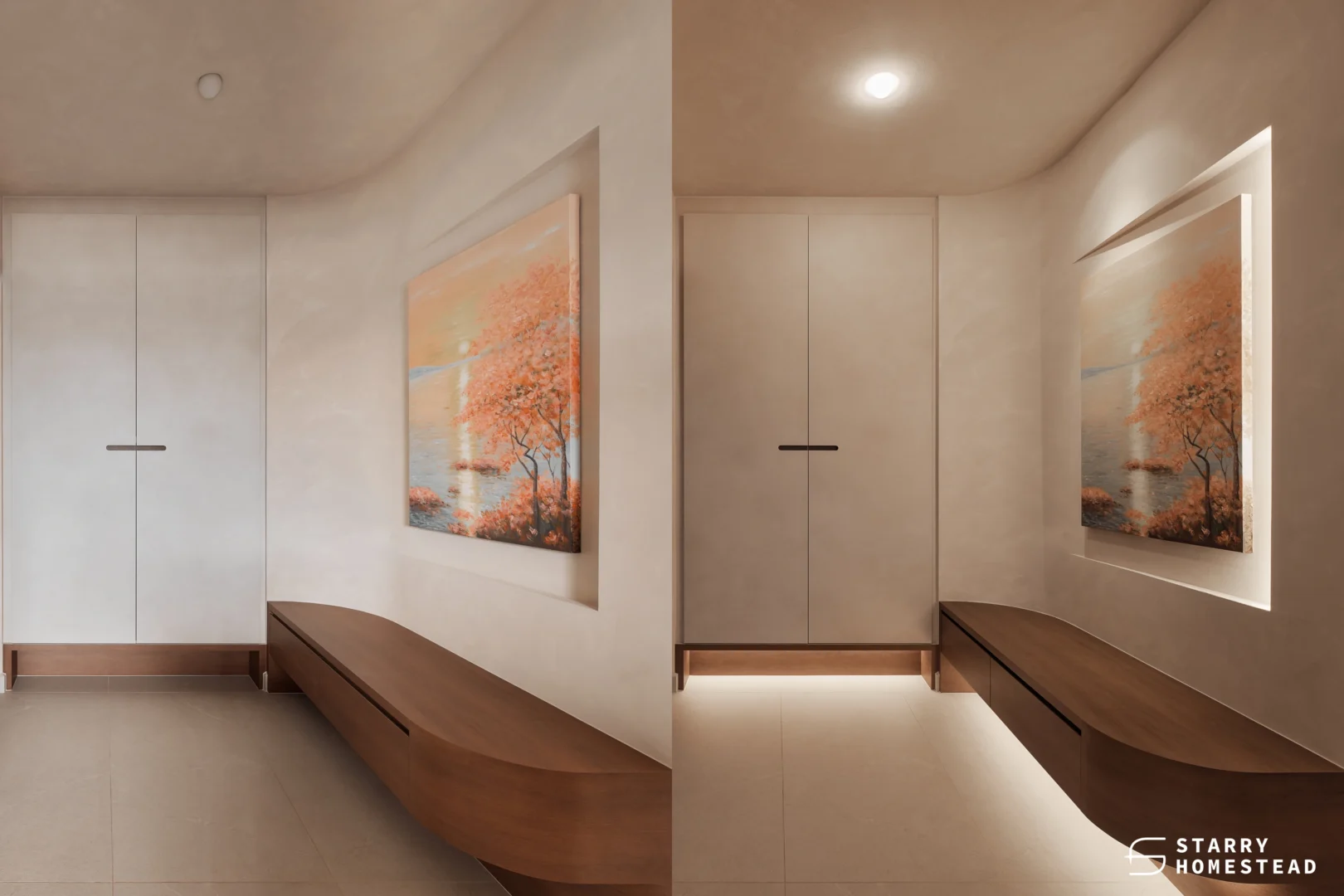 SMALL PLANT/FRAMED ART STYLED IN AN HDB ENTRANCE