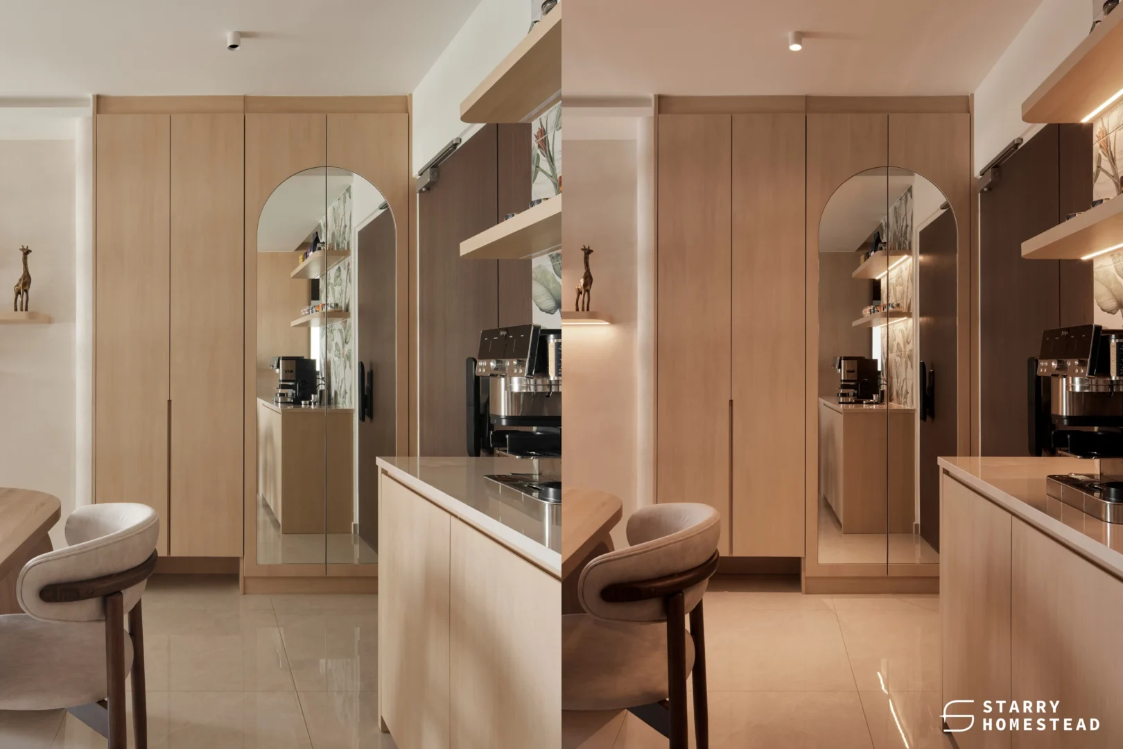 FLOOR-TO-CEILING SHOE CABINETRY WITH CONCEALED DOORS IN AN HDB ENTRANCE