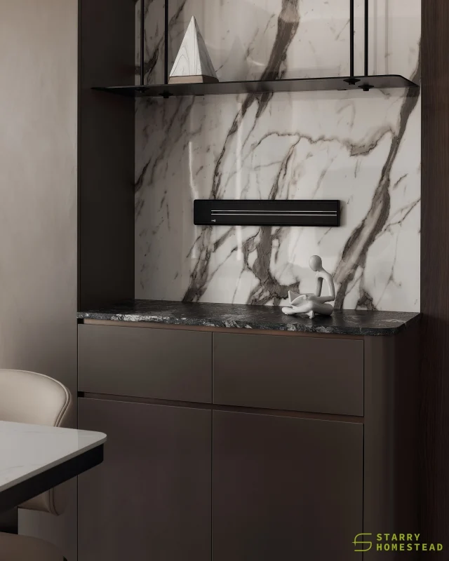 Adding a touch of marble to the space elevates it, infusing an air of cleanliness and refinement.
-
Parc Clematis // Italian Light Luxury
Designer: Zi Nuo
-
#singapore #renovation #interiordesign #sgreno #sgid #condo #italian #luxury #lightluxury #entrance #foyer #livingroom