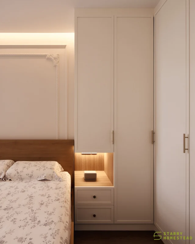 The plaster moulding is typically found in French design interiors, where it is used to add a classy and sophisticated touch to the space.
-
Parc Central Residences // French Country
Designer: Zi Nuo
-
#singapore #renovation #interiordesign #sgreno #sgid #sghome #hdb #bto #condo #modern #french #country #bedroom