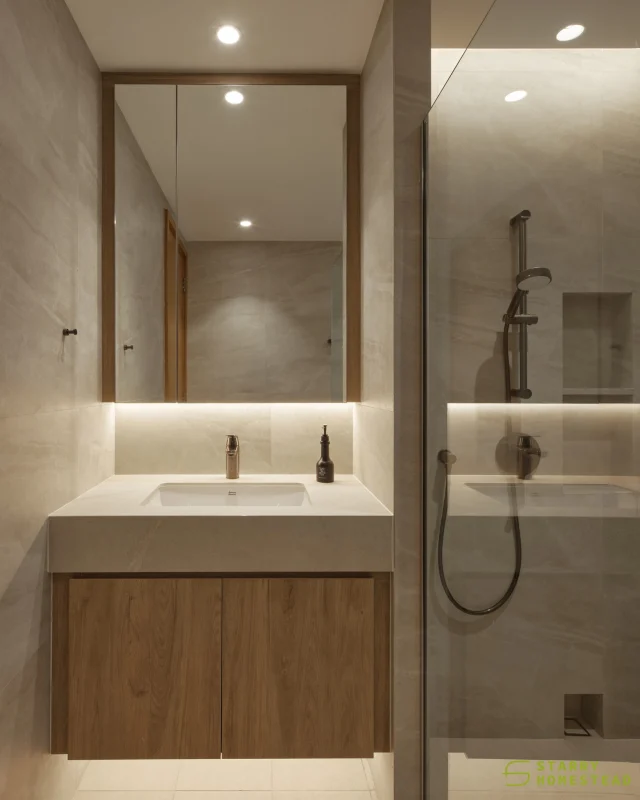 Practical and smart design comes to life in the bathroom — separating wet and dry zones is crucial for safety, cleanliness, mould prevention, and humidity control. 
-
Vista Residences// Minimalist Contemporary
Designer: Steven
-
#starryhomestead #singapore #renovation #interiordesign #qanvast #homematch #hometrust #sghomedecor #interiordesigninspo #sgreno #sgid #sghome #hdb #bto #condo #landed #commercial #scandinavian #modern #minimalist #contemporary #bathroom