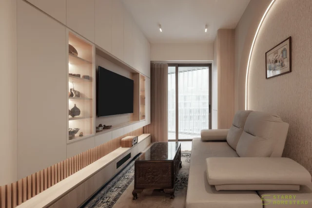 The space tells its own story — bringing a touch of history and a gentle vintage charm to life.
-
The Reef At King's Dock // Modern Scandinavian
Designer: Nixon
-
#starryhomestead #singapore #renovation #interiordesign #qanvast #homematch #hometrust #sghomedecor #interiordesigninspo #sgreno #sgid #sghome #hdb #bto #condo #landed #commercial #scandinavian #modern #minimalist #contemporary #livingroom