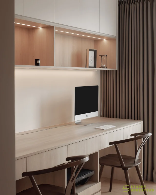 Where a serene corner meets functional design — perfect for focus, calm, and inspiration.
-
The Reef At King's Dock // Modern Scandinavian
Designer: Nixon
-
#starryhomestead #singapore #renovation #interiordesign #qanvast #homematch #hometrust #sghomedecor #interiordesigninspo #sgreno #sgid #sghome #hdb #bto #condo #landed #commercial #scandinavian #modern #minimalist #contemporary #studyroom #workingarea