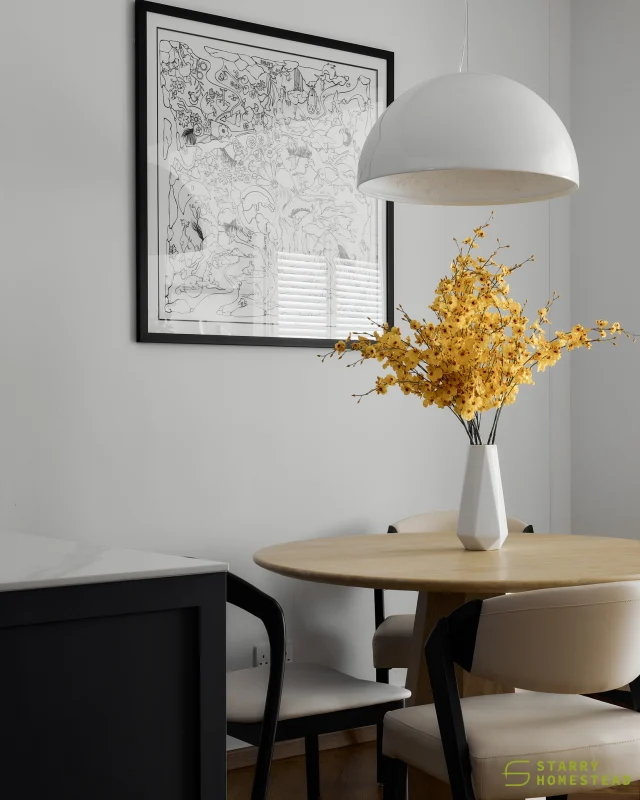 A space not only reflects your lifestyle — it also adds a touch of surprise to everyday life through unique, eye-catching elements.
-
Maplewoods // Modern French
Designer: Zi Nuo
-
#starryhomestead #singapore #renovation #interiordesign #qanvast #homematch #hometrust #sghomedecor #interiordesigninspo #sgreno #sgid #sghome #hdb #bto #resale #condo #modern #french #kitchen #diningarea