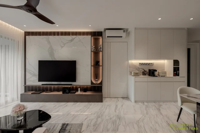 Why is marble print often seen in luxury homes? Its artistic veining and rich texture add elegance, sophistication, and a layer of visual intrigue.
-
The Vision // Modern Luxury
Designer: Jing Yi
-
#starryhomestead #singapore #renovation #interiordesign #qanvast #homematch #hometrust #sghomedecor #interiordesigninspo #sgreno #sgid #sghome #hdb #bto #condo #landed #commercial #scandinavian #modern #luxury #livingroom #kitchen #diningarea