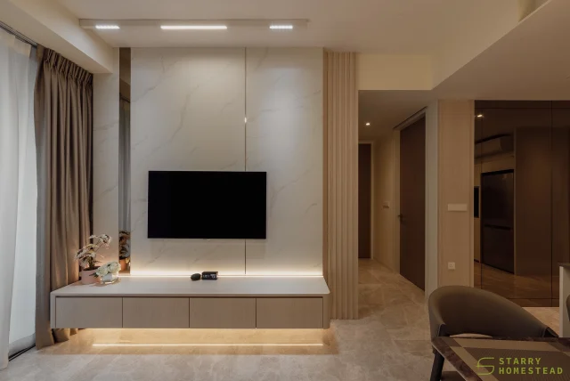 Where clean lines meet luxurious materials — a space defined by elegance and simplicity.
-
Amber Park // Modern Luxury
Designer: Darien
-
#starryhomestead #singapore #renovation #interiordesign #qanvast #homematch #hometrust #sghomedecor #interiordesigninspo #sgreno #sgid #sghome #hdb #bto #condo #landed #modern #luxury #livingroom