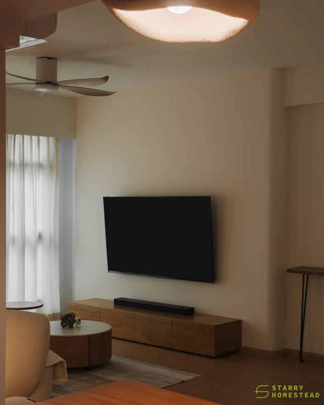 Add a touch of cream, a hint of wood — and a cosy heaven becomes your perfect haven.
-
Punggol Point Cove // Creamy Muji
-
#starryhomestead #singapore #renovation #interiordesign #qanvast #homematch #hometrust #sghomedecor #interiordesigninspo #sgreno #sgid #sghome #hdb #bto #condo #landed #commercial #scandinavian #modern #minimalist #creamy #muji #livingroom