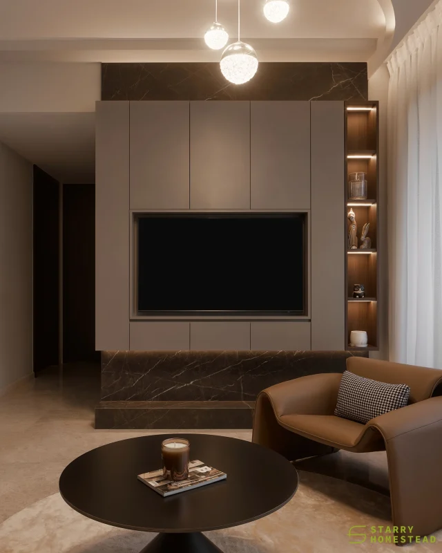 Design that speaks in details — from soft textures to bold contrasts, every element exudes quiet sophistication.
-
Pullman Residences // Metropolitan Luxury
Designer: Christine
-
#starryhomestead #singapore #renovation #interiordesign #qanvast #homematch #hometrust #sghomedecor #interiordesigninspo #sgreno #sgid #sghome #hdb #bto #condo #landed #commercial #scandinavian #modern #luxury #livingroom #diningarea #curve