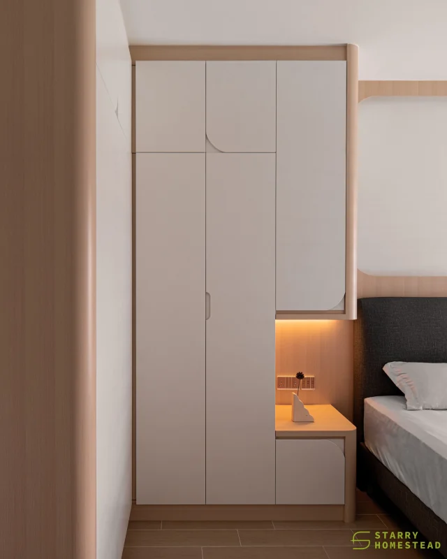 White and wood tones bring a minimalist look, but functionality will never be minimal.
-
Kim Keat Ripples // Modern Scandinavian
Designer: Derrick
-
#singapore #renovation #interiordesign #sgreno #sgid #sghome #hdb #bto #condo #landed #commercial #scandinavian #modern #japandi #minimalist #bedroom #wardrobe #bedsidetable
