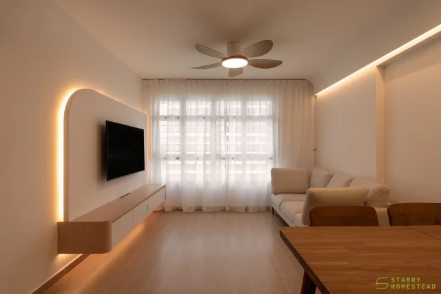 Soothing, homely, and comforting — the perfect recipe for a home. 
-
Kim Keat Ripples // Modern Scandinavian
Designer: Derrick
-
#singapore #renovation #interiordesign #sgreno #sgid #sghome #hdb #bto #condo #landed #commercial #scandinavian #modern #japandi #minimalist #livingroom #diningarea