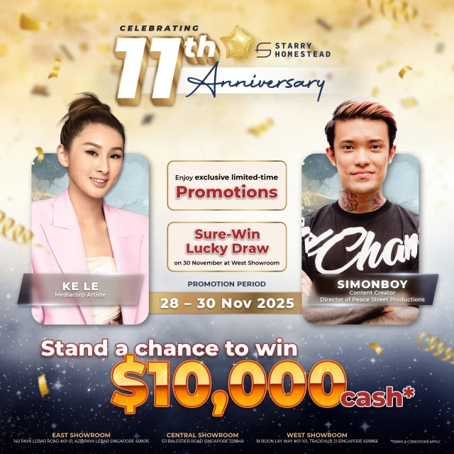 🗓️ 𝐑𝐞𝐦𝐢𝐧𝐝𝐞𝐫: 𝐒𝐭𝐚𝐫𝐫𝐲 𝐇𝐨𝐦𝐞𝐬𝐭𝐞𝐚𝐝 𝟏𝟏𝐭𝐡 𝐀𝐧𝐧𝐢𝐯𝐞𝐫𝐬𝐚𝐫𝐲 𝐢𝐬 𝐣𝐮𝐬𝐭 𝐚𝐫𝐨𝐮𝐧𝐝 𝐭𝐡𝐞 𝐜𝐨𝐫𝐧𝐞𝐫!

Mark your calendar from 𝟐𝟖𝐭𝐡 𝐭𝐨 𝟑𝟎𝐭𝐡 𝐍𝐨𝐯𝐞𝐦𝐛𝐞𝐫 to celebrate our 11th Anniversary, sign your contract with us and enjoy up to 8 exclusive perks!

🎈 Sign with us during the promotion period and join our event on 𝟑𝟎𝐭𝐡 𝐍𝐨𝐯𝐞𝐦𝐛𝐞𝐫, where even more surprises await:

🎯 Play fun games and win attractive prizes
🍔 Enjoy our live food stations

You’ll also be entitled to our 𝐒𝐮𝐫𝐞-𝐖𝐢𝐧 𝐋𝐮𝐜𝐤𝐲 𝐃𝐫𝐚𝐰 and stand a chance to walk away with our 𝐆𝐫𝐚𝐧𝐝 𝐏𝐫𝐢𝐳𝐞 𝐰𝐨𝐫𝐭𝐡 $𝟏𝟎,𝟎𝟎𝟎! 💰

Stop thinking and sign your contract with us to enjoy these incredible promotions and rewards! 🎊

Find out more about our 11th Anniversary Celebration:
👉 https://starryhomestead.com/events/11th-anniversary/

*Terms & Conditions apply.