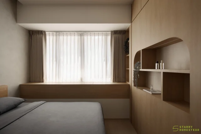With smart storage and curated display, the bedroom becomes more than just a space—it’s a tidy, inspiring, and truly beautiful haven.
-
The Ford @ Holland // Japandi
Designer: Chloe
-
#starryhomestead #singapore #renovation #interiordesign #qanvast #homematch #hometrust #sghomedecor #interiordesigninspo #sgreno #sgid #sghome #hdb #bto #condo #landed #commercial #modern #japandi #bedroom