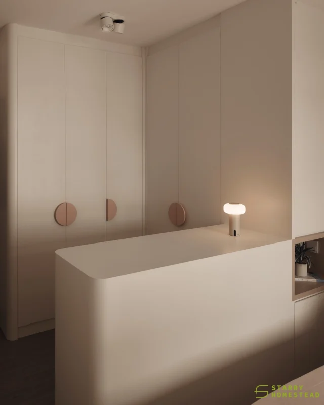 The bedroom’s soft color palette of creamy white and pink adds a gentle, soothing touch, enhancing the space’s warmth and comfort.
-
Parc Clover @ Tengah // Modern Scandinavian
Designer: Chloe
-
#starryhomestead #singapore #renovation #interiordesign #qanvast #homematch #hometrust #sghomedecor #interiordesigninspo #sgreno #sgid #sghome #hdb #bto #condo #landed #commercial #modern #scandinavian #diningarea #storagesettee