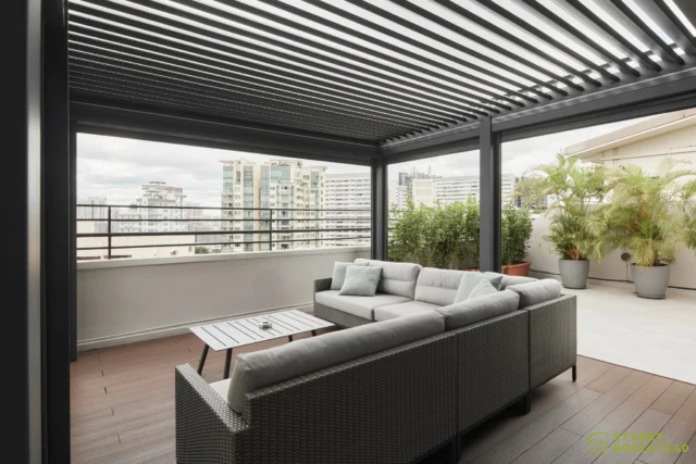 The outdoor space is not just extra, it is a chill zone for relaxing or hanging out with friends. 
Perfect for coffee, wine, or just soaking up the breeze, with custom automatic shading that keeps the vibes comfy in any weather.
-
Chempaka Court // Modern
Designer: Chloe & Ashley
-
#starryhomestead #singapore #renovation #interiordesign #qanvast #homematch #hometrust #sghomedecor #interiordesigninspo #sgreno #sgid #sghome #hdb #bto #condo #landed #commercial #modern #luxury #outdoor #penthhouse