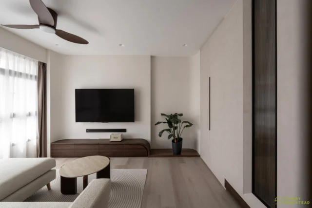 Soft curves, warm wood, and creamy tones that wrap around you like a quiet exhale. Simple, elegant, and endlessly cosy.
-
Plantation Village // Warm Contemporary
Designer: Steven
-
#starryhomestead #singapore #renovation #interiordesign #qanvast #homematch #hometrust #homedecor #interiors #interiorinspo #interiordesigninspo #renovationinspo #sginteriordesign #sgrenovation #interior #design #singaporehomes #sghome #hdb #bto #condo #contemporary #livingroom