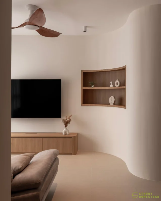 The best interiors are always clean, minimal, and cosy. 
Soft cream tones and warm wood grain set the foundation, while rattan accents add texture and become the perfect finishing touch, bringing a subtle touch of nature to the space.
-
MacPherson Blossom // Japandi
Designer: Nelson
-
#starryhomestead #singapore #renovation #interiordesign #qanvast #homematch #hometrust #homedecor #interiors #interiorinspo #interiordesigninspo #renovationinspo #sginteriordesign #sgrenovation #interior #design #singaporehomes #sghome #hdb #bto #scandinavian #japandi #livingroom #entrance